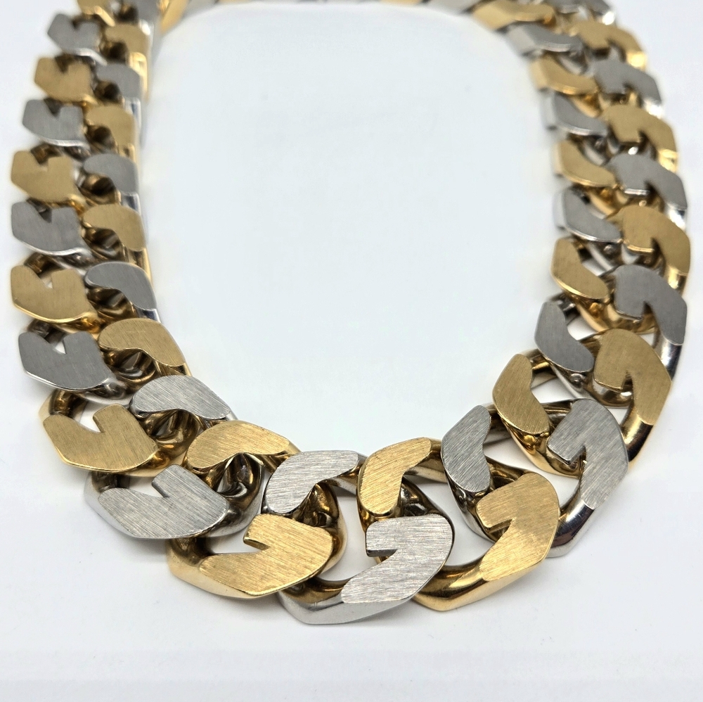 Givenchy Two Tone Brass G Chain Statement Necklace Authentic Unisex